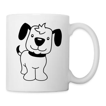Dog Stands Cute Little Happy Puppy Pet - Mug - white - Right