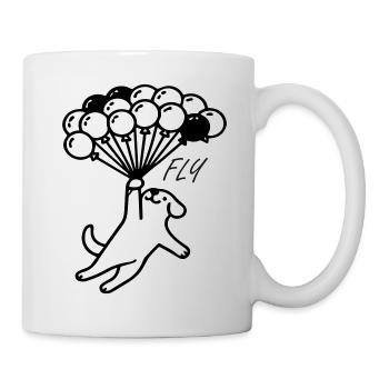Chien s’envolant avec des ballons - Fly Design - Mug blanc - blanc - Droite