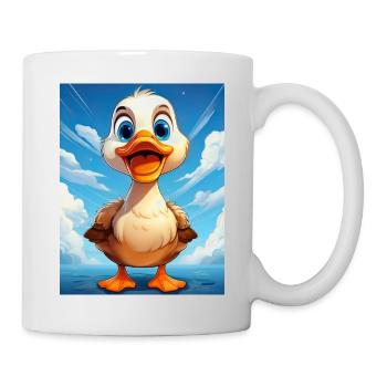 Glückliche Ente vor blauem Himmel - Tasse - Weiß - Rechts