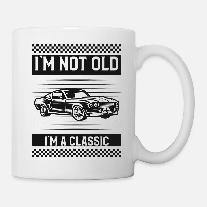 Ich bin nicht alt, ich bin klassisch schwarz-weiß - Tasse - Weiß