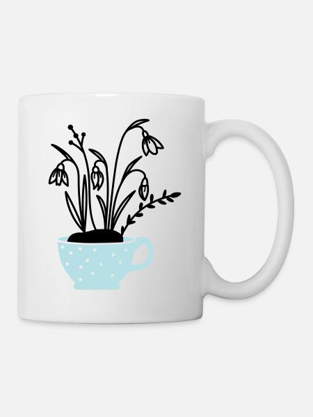 Schneeglöckchen in Tasse - Tasse - Weiß