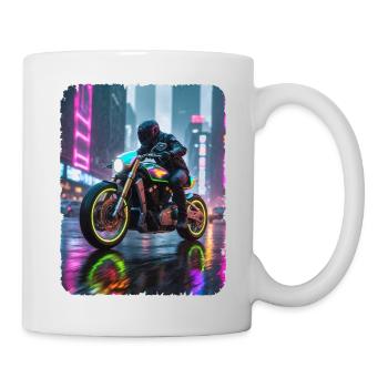 Motorrad-Cyberpunk in der Stadt - Tasse - Weiß - Rechts