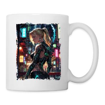 Cyberpunk Frauen Kriegerin Anime - Tasse - Weiß - Rechts