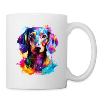 Chien teckel peint - Mug blanc - blanc - Droite