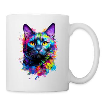 Chat domestique peint en noir - Mug blanc - blanc - Droite