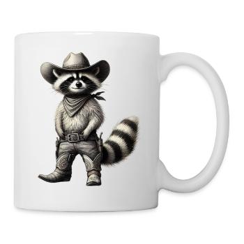 Cowboy-Waschbär Vintage Western Kunst - Tasse - Weiß - Rechts