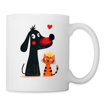 Chien amoureux du chat - Mug blanc - blanc - Droite