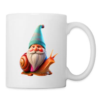 Gartenzwerg Schneckenreiter - Tasse - Weiß - Rechts