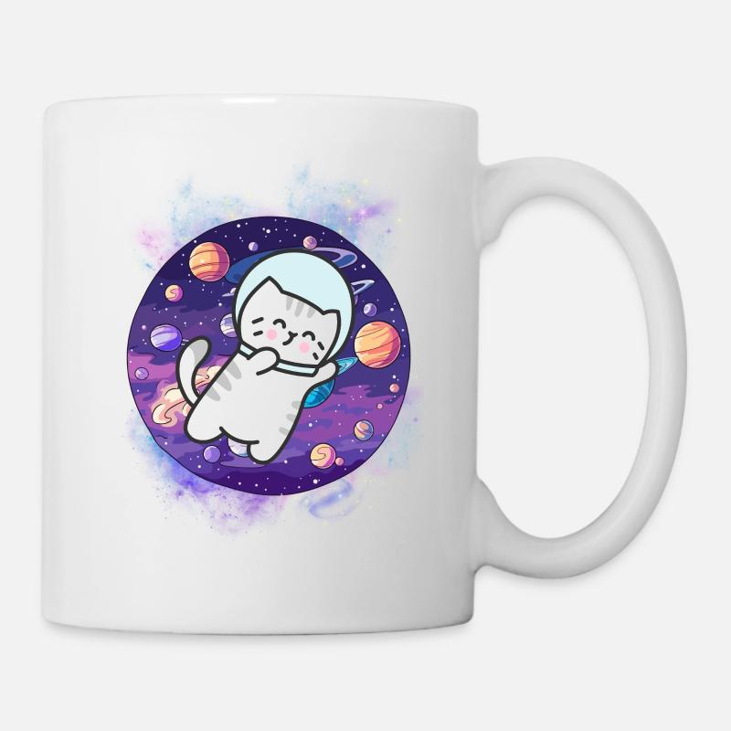 Kawaii Astronaut Kitten - Kosmische Reise - Tasse - Weiß