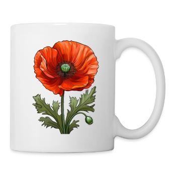 Mohnblume / Klatschmohn - Tasse - Weiß - Rechts