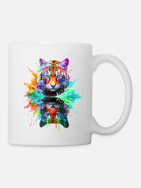 Painted Tiger Reflection - Mug - white