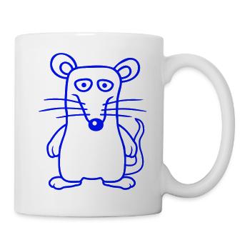 Maus Mäuschen Süße Kleine Ratte Nager Lustig Comic - Tasse - Weiß - Rechts