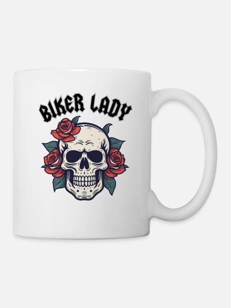 MOTARDE DAME À LA ROSE - Mug blanc - blanc