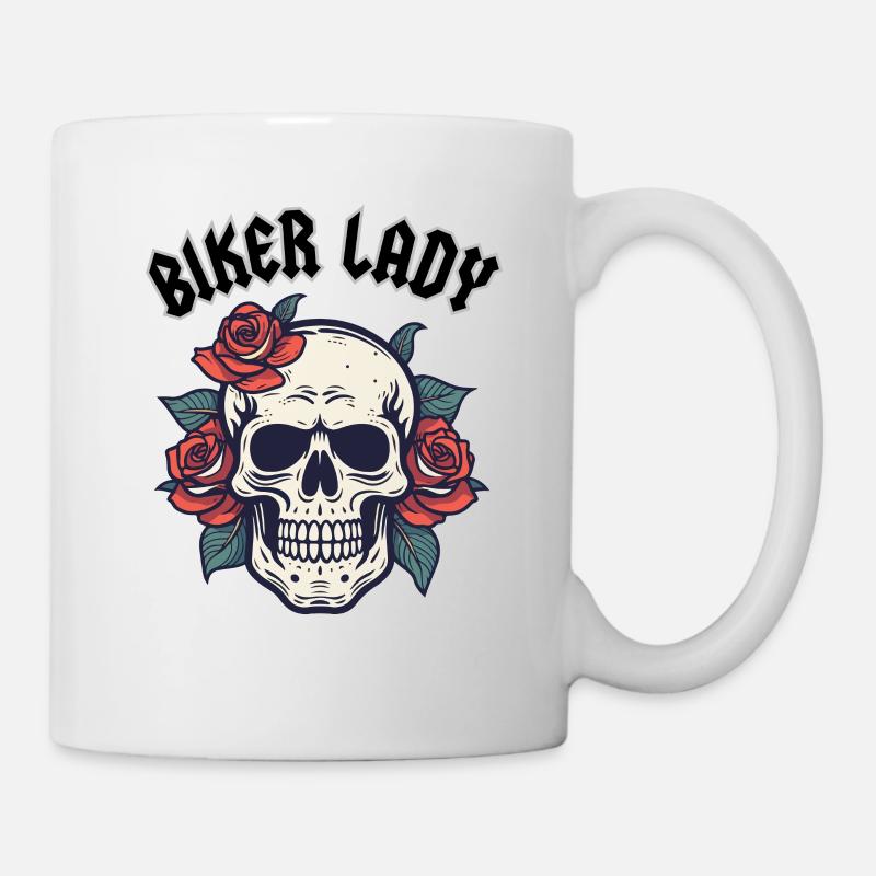MOTARDE DAME À LA ROSE - Mug blanc - blanc