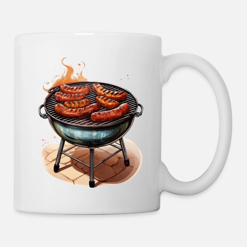 Grillades avec des saucisses - Mug blanc - blanc
