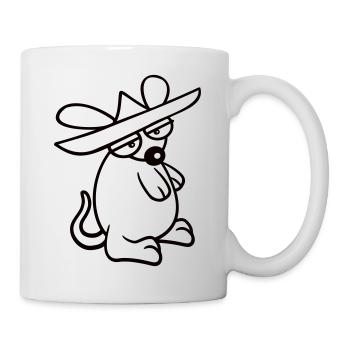 Maus großer Hut Sombrero Traurig Müde Gelangweilt - Tasse - Weiß - Rechts