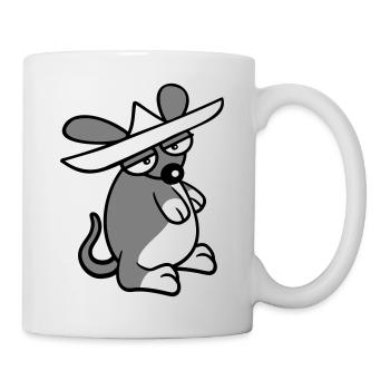 Maus großer Hut Sombrero Traurig Müde Gelangweilt - Tasse - Weiß - Rechts
