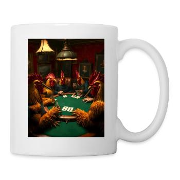 Winged poker face – roosters gamble - Mug - white - Right