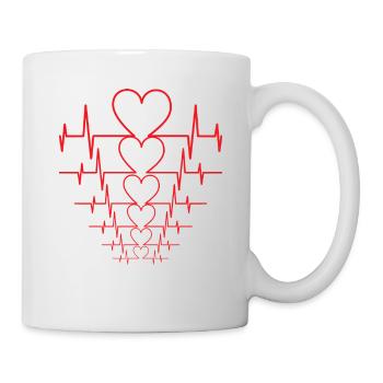 Herzschlag mal 6 - Tasse - Weiß - Rechts