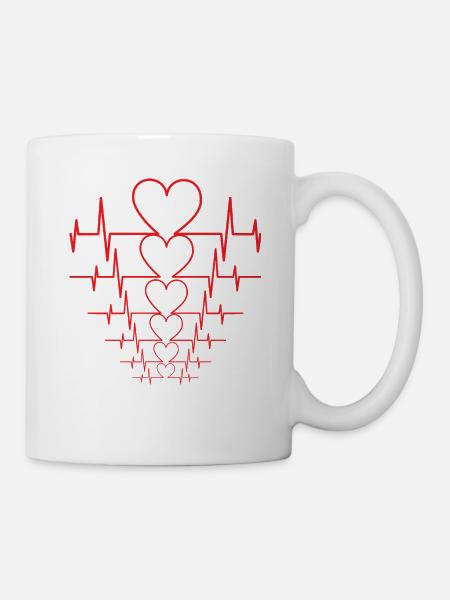 Herzschlag mal 6 - Tasse - Weiß
