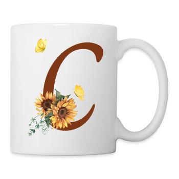 Buchstabe c Sonnenblume Schmetterling - Tasse - Weiß - Rechts