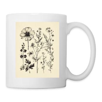 Dessin à l’encre de fleurs - Mug blanc - blanc - Droite