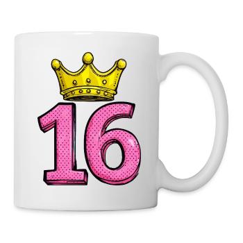 16 Zahl Krone - Tasse - Weiß - Rechts
