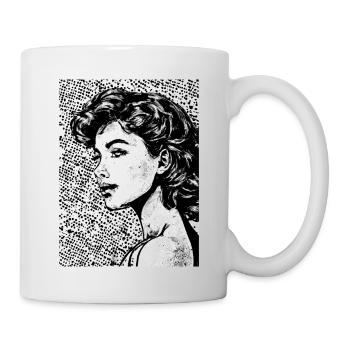 Portrait of a woman in pop art style - Mug - white - Right