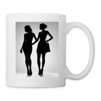 Silhouettes de deux personnes en robes - Mug blanc - blanc - Droite