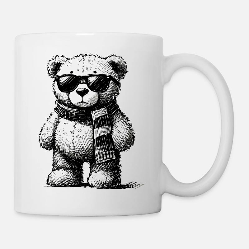 Cooler Teddybär – Vintage Zeichnung - Tasse - Weiß