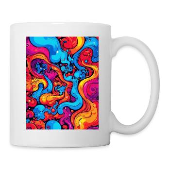Abstrakte Kunst aus bunten Wirbeln - Tasse - Weiß - Rechts