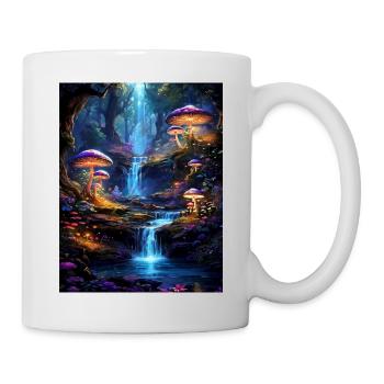 Magischer Wald mit Wasserfall - Tasse - Weiß - Rechts