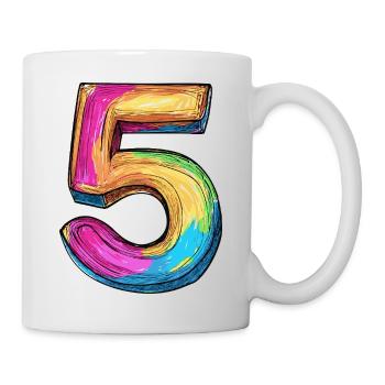 5 Numéro Coloré - Mug blanc - blanc - Droite