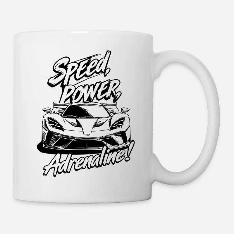 Speed, Power, Adrenaline – Das ultimative Supercar - Tasse - Weiß