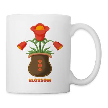 Blossom Blumentopf – Lebendige Blumenpracht - Tasse - Weiß - Rechts