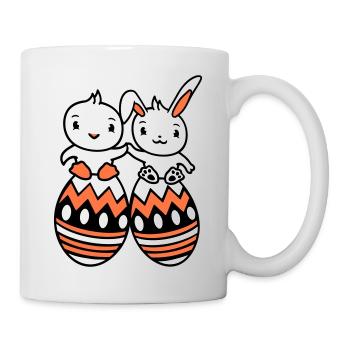 Bunny Bird Chick 2 Friends Large Easter Eggs Huge - Mug - white - Right