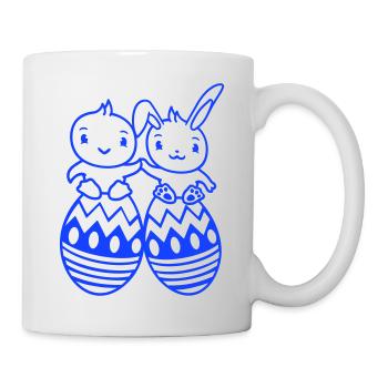 Bunny Bird Chick 2 Friends Large Easter Eggs Huge - Mug - white - Right