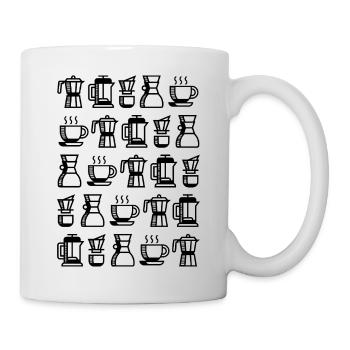 Coffee Pattern - Tasse - Weiß - Rechts