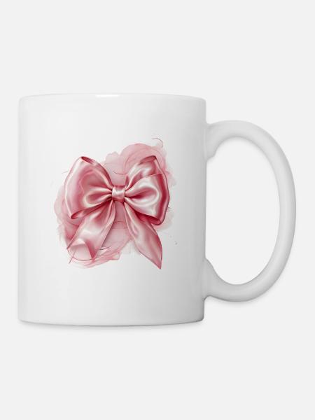 Schleife Seide Knoten Geschenk - Tasse - Weiß