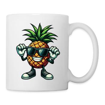 Coole Ananas mit Sonnenbrille Comic Frucht - Tasse - Weiß - Rechts