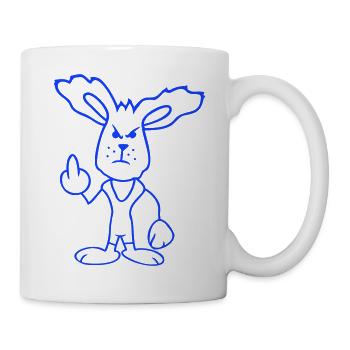Hase Mittelfinger Zeigen Böse Frech Beleidigend - Tasse - Weiß - Rechts