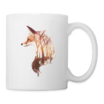 Surrealer Fuchs mit Wald – Magisches Naturdesign - Tasse - Weiß - Rechts