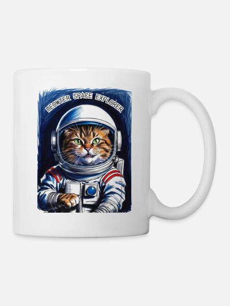 Katze Astronaut Universum Geschenk - Tasse - Weiß