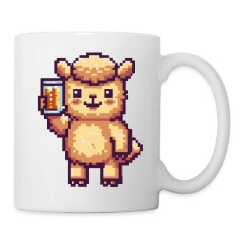 Alpaka Llama Pixel Bier - Tasse - Weiß - Rechts