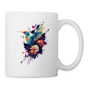 Colibri aux ailes de fleur - Oiseau coloré - Mug blanc - blanc - Droite