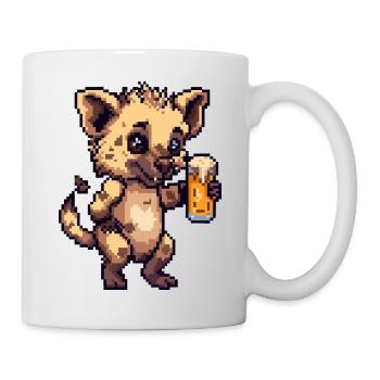 Hyäne Pixel Bier - Tasse - Weiß - Rechts