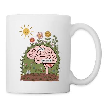 Grow Joy and Gratitude - Mindful Brain Garden Art - Mug - white - Right