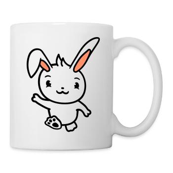 Rabbit waving greeting going running running waving waving - Mug - white - Right