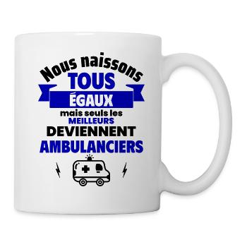 Nous naissons égaux ambulanciers, fête des pères - Mug blanc - blanc - Droite