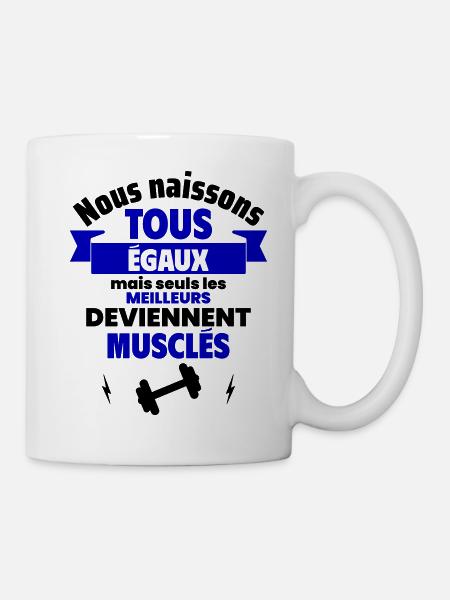 Nous naissons égaux musclés, fête des pères - Mug blanc - blanc